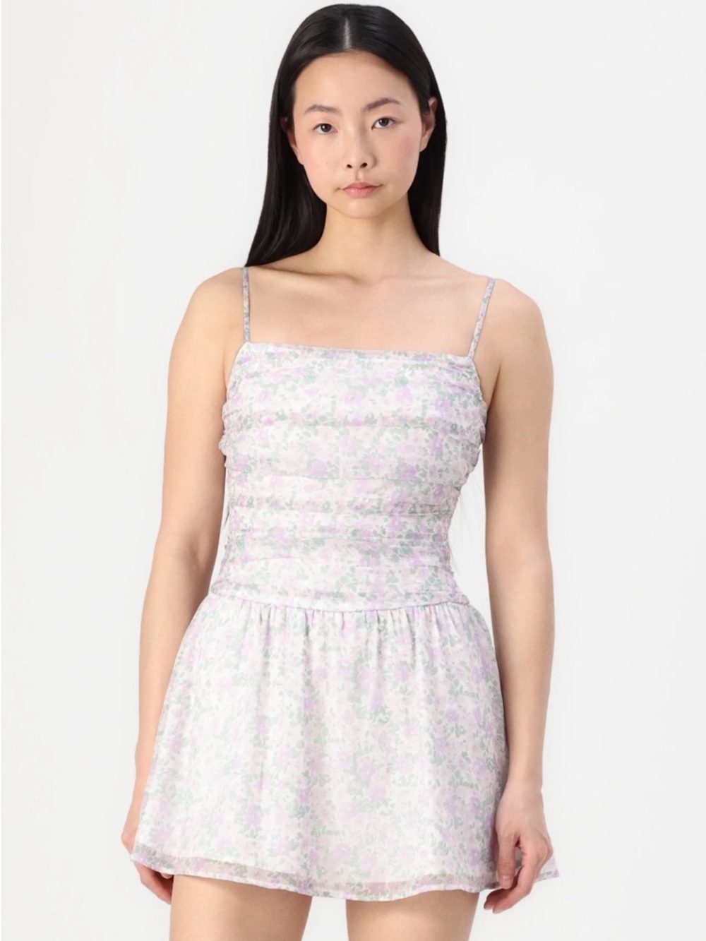 Hollister M NWT Floral Mini Dress | Ruched Bust Soft Girl Aesthetic